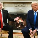 US President Donald Trump (R) meets with Israel's Prime Minister Benjamin Netanyahu in the Oval Office of the White House in Washington, DC, on February 4, 2025. (Photo by ANDREW CABALLERO-REYNOLDS / AFP)
