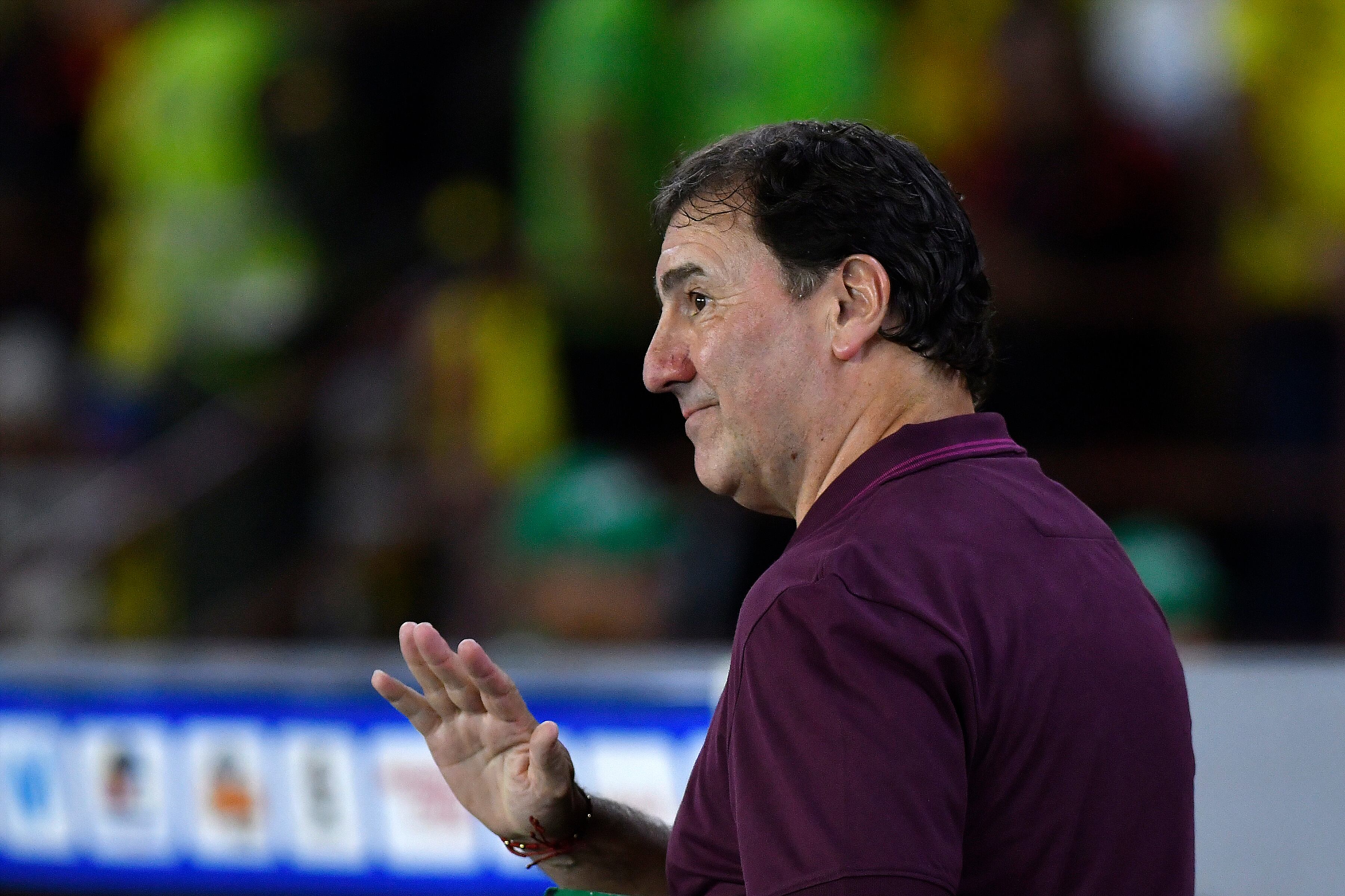 BARRANQUILLA, COLOMBIA - NOVEMBER 19: Nestor Lorenzo, Head Coach of Colombia reacts during the South American FIFA World Cup 2026 Qualifier match between Colombia and Ecuador at Roberto Melendez Metropolitan Stadium on November 19, 2024 in Barranquilla, Colombia.  (Photo by Gabriel Aponte/Getty Images)