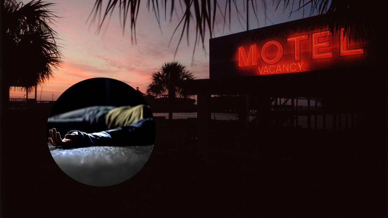 Motel y cuerpo de una mujer sin vida.