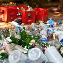 GOA, INDIA - FEBRUARY 01: Garbage and litter from plastic bottles and glass bottles of coca cola and beer lie at the beach of Vagator on February 1, 2012 in Goa, India (Photo by EyesWideOpen/Getty Images)