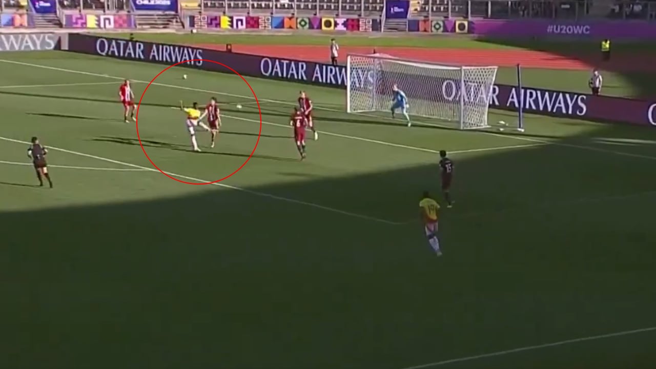 Néiser Villarreal protagonizó la jugada más clara del Colombia vs. Noruega en el Mundial Sub-20