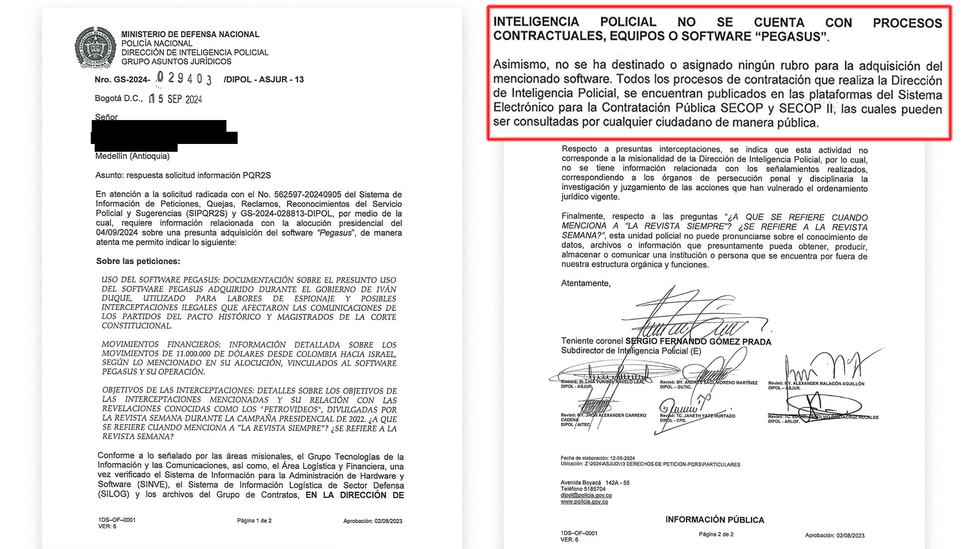 Documento derechos petición Software Pagasus