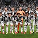 Juventus team poses prior to the Serie A soccer match between Juventus and Empoli at the Allianz stadium in Turin, Italy, Saturday, Aug. 28, 2021. (Fabio Ferrari/LaPresse via AP)