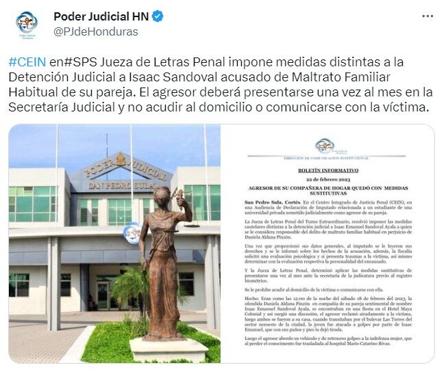 Comunicado Oficial del Poder Judicial de Honduras.