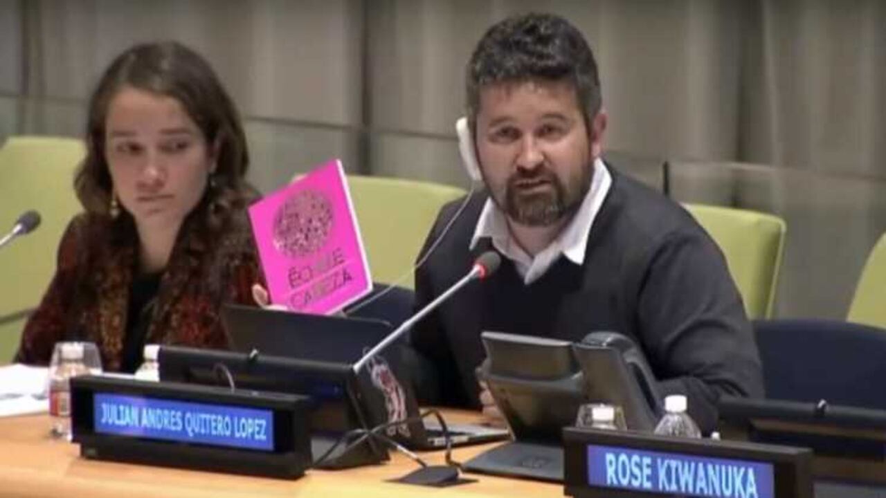 Julián Quintero en su intervención en la Mesa de la ONU sobre drogas y salud.