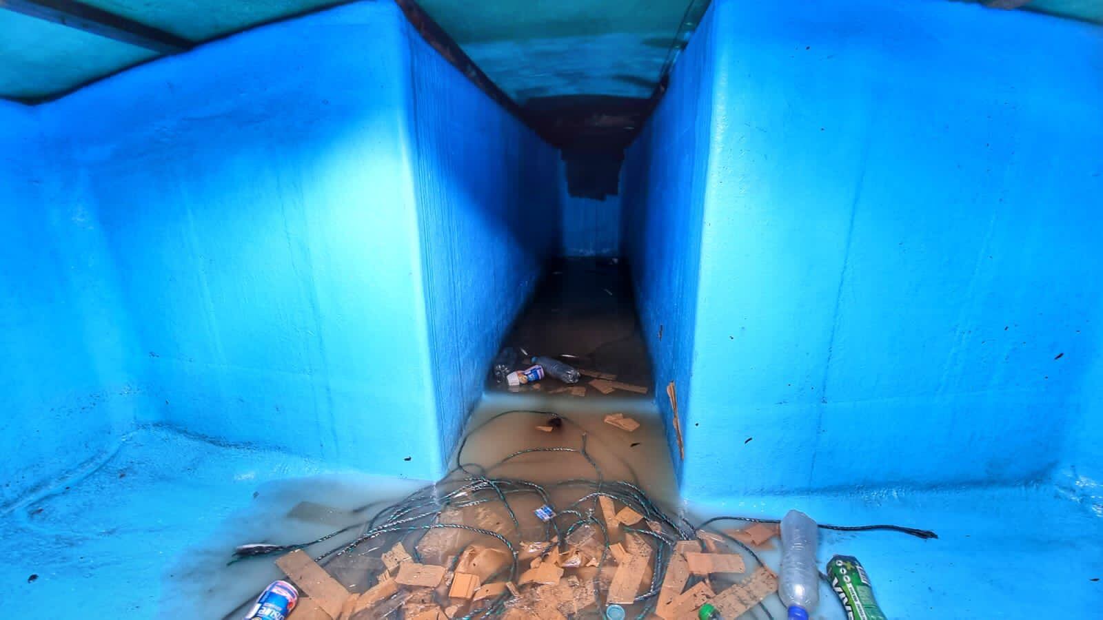 Interior del semisumergible hallado en el Pacífico colombiano.