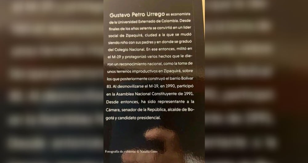 Biografía libro Gustavo Petro.