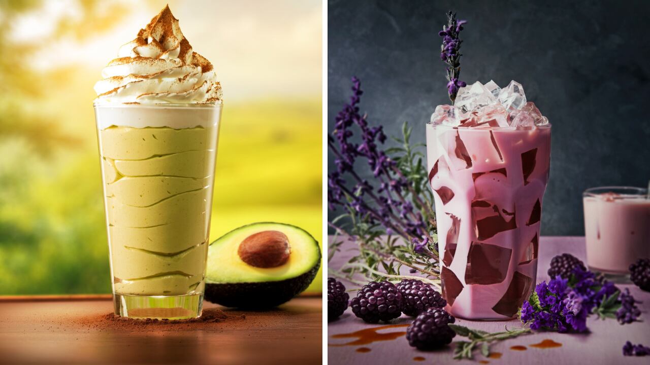 ‘Nevado de mocca con aguacate achocolatado’, y  ‘latte de lavanda y mora’.
