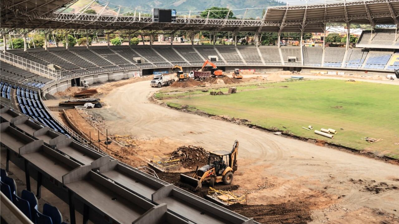 Así se encuentra el estadio del Deportivo Pereira con las remodelaciones en marcha. Gremios piden celeridad y contundencia para cumplir con los tiempos estimados.