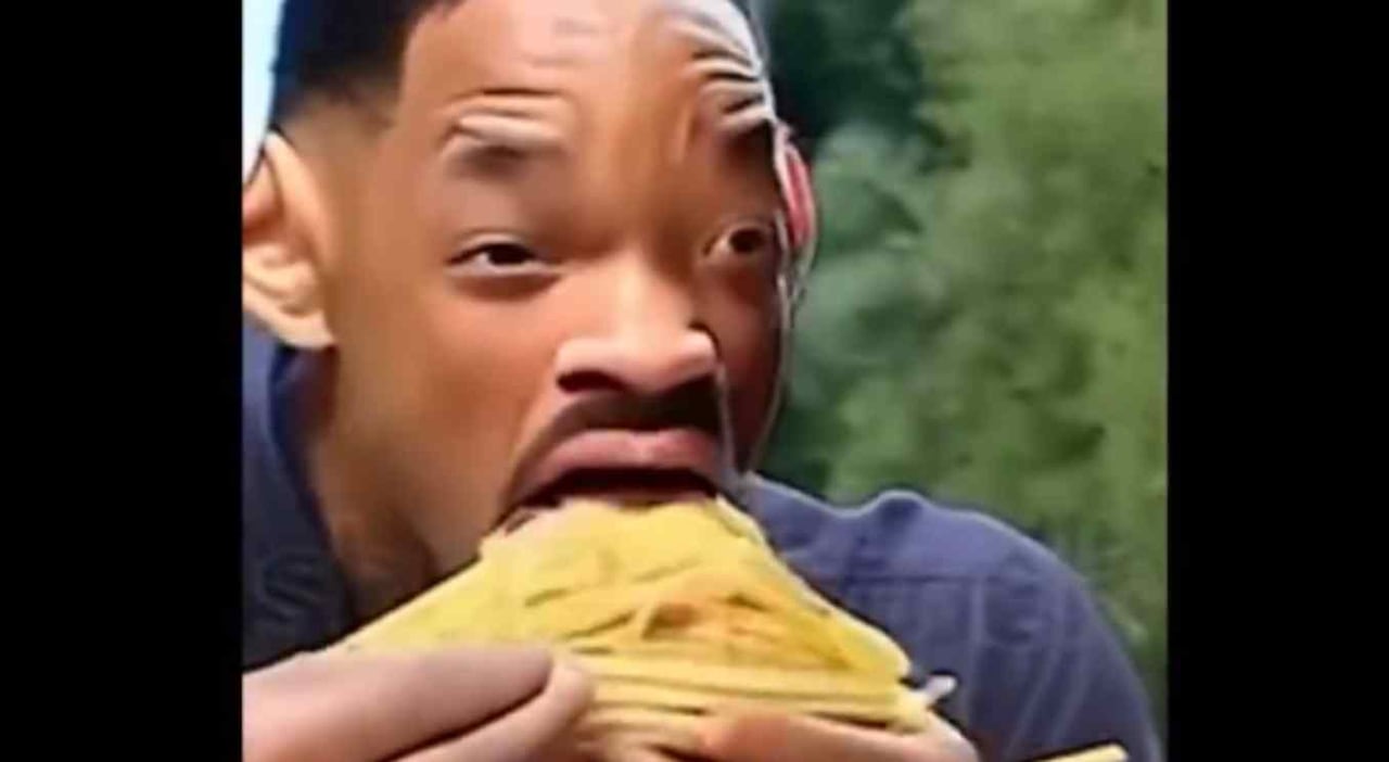 Video creado con IA de Will Smith comiendo espagueti con varios errores