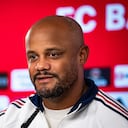 MUNICH, GERMANY - SEPTEMBER 12: Vincent Kompany, head coach of FC Bayern Muenchen, at the press conference at Saebener Strasse training ground on September 12, 2026 in Munich, Germany. (Photo by L. Vogt/FC Bayern via Getty Images)