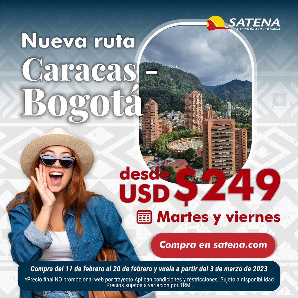 Vuelo Caracas - Bogotá de Satena.