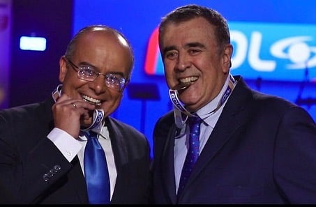 Ricardo Orrego y Javier Hernández durante la celebración de los 30 años del Gol Caracol