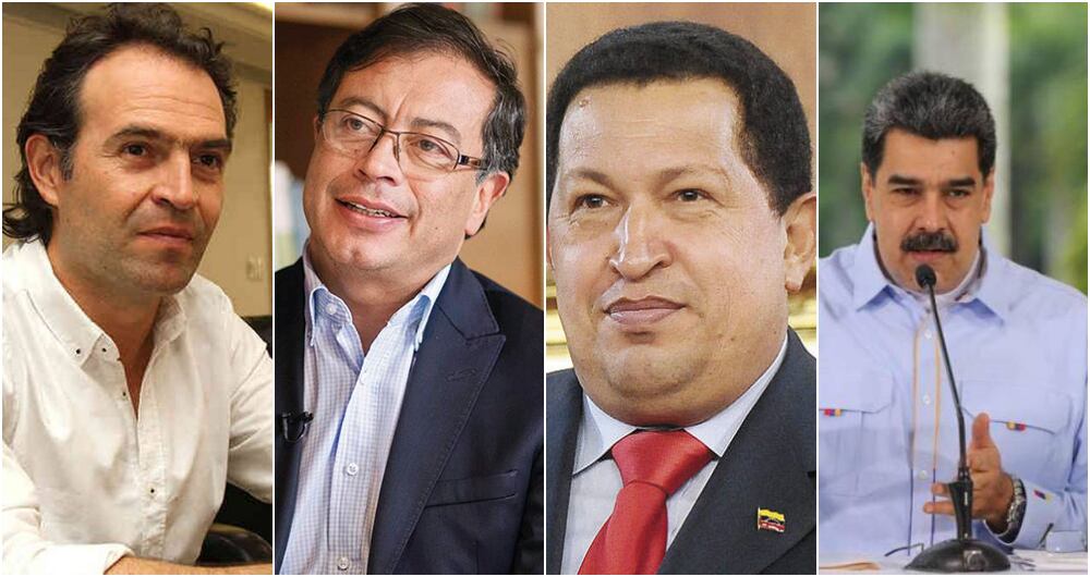 Federico Gutiérrez, Gustavo Petro, Hugo Chávez y Nicolás Maduro