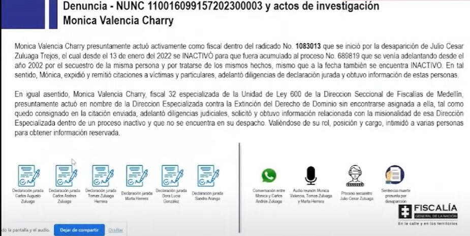 La fiscal Mónica Valencia Charry habría querido quedarse con un megalote.