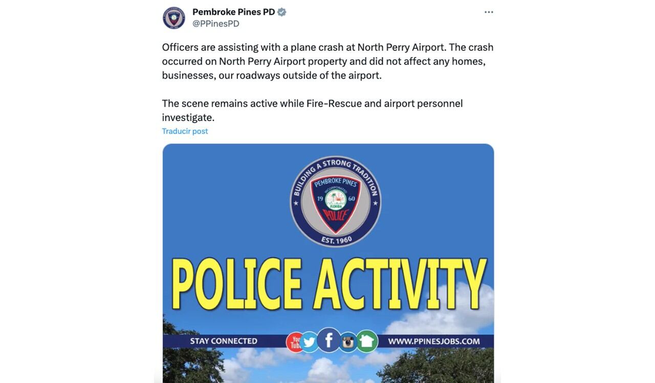 Así reportaban el accidente aéreo en Estados Unidos