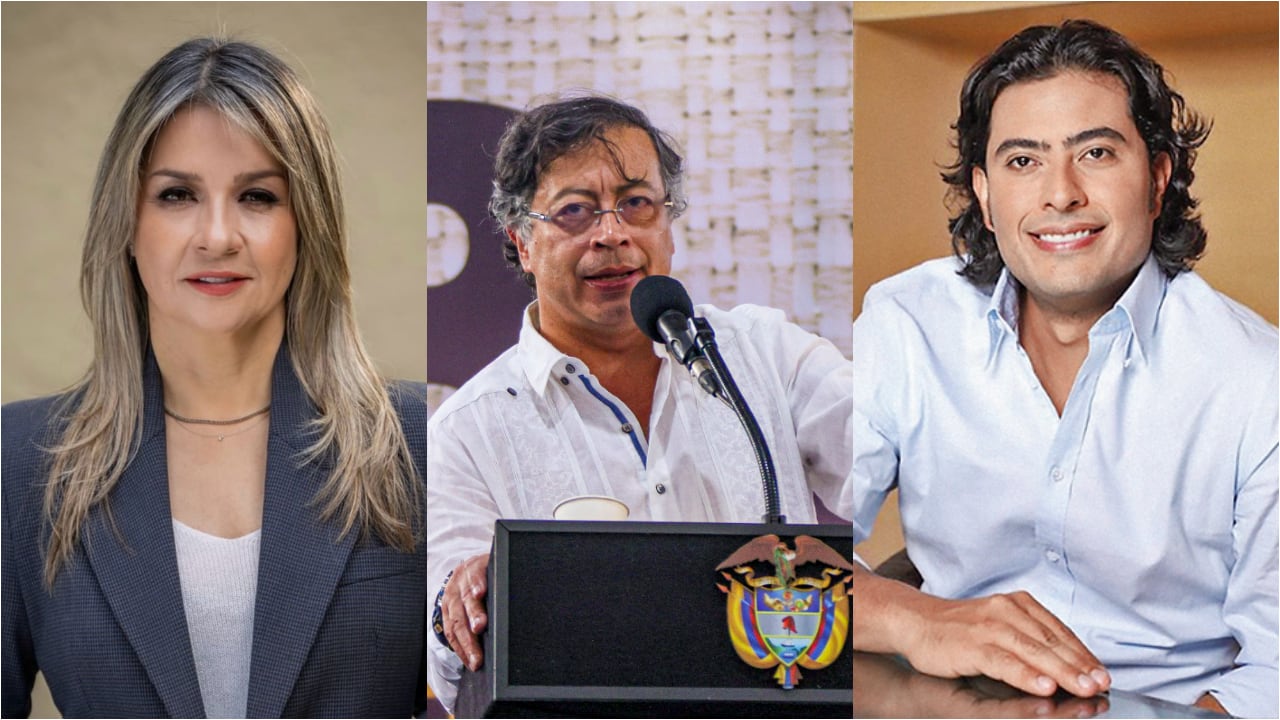 Vicky Dávila, Gustavo Petro y Nicolás Petro.