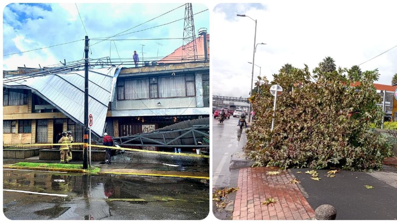 Las fuertes lluvias en Bogotá este martes 20 de septiembre generaron caídas de tejados y árboles en varias zonas de la ciudad.