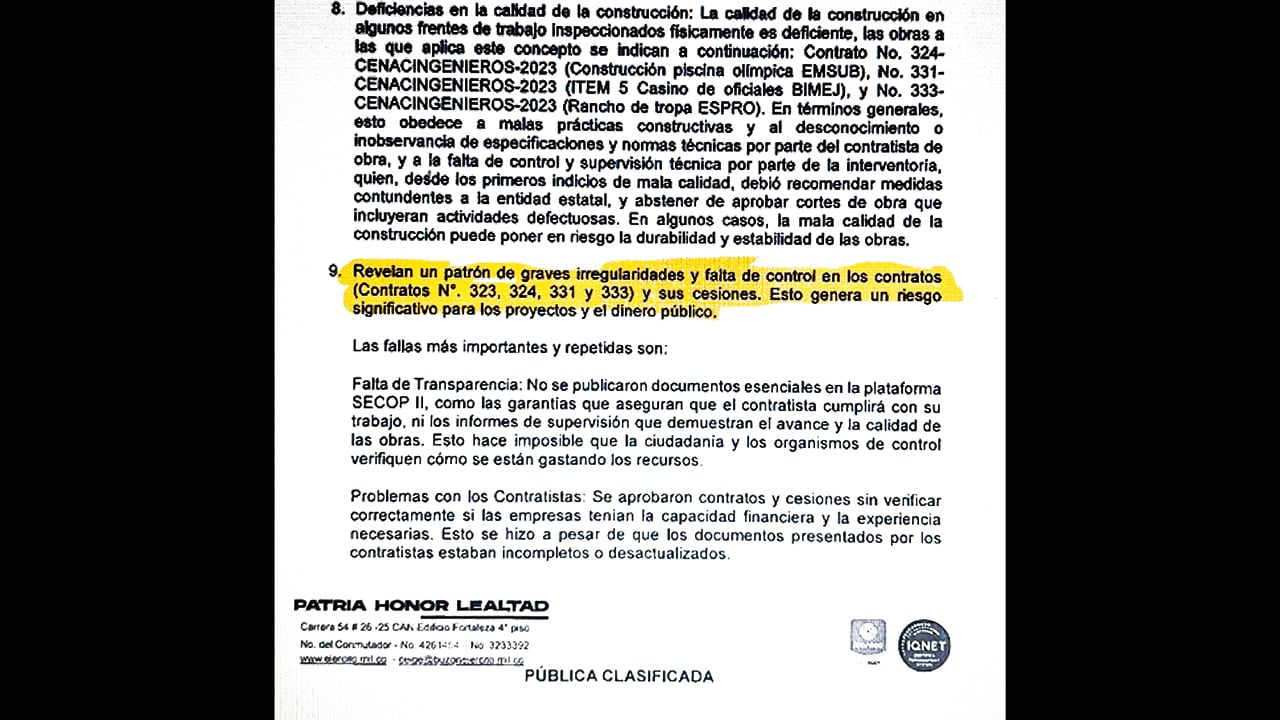 Las presuntas irregularidades encontradas por la Inspección del Ejército resultaron tan graves que fueron denunciadas ante la justicia penal militar.  