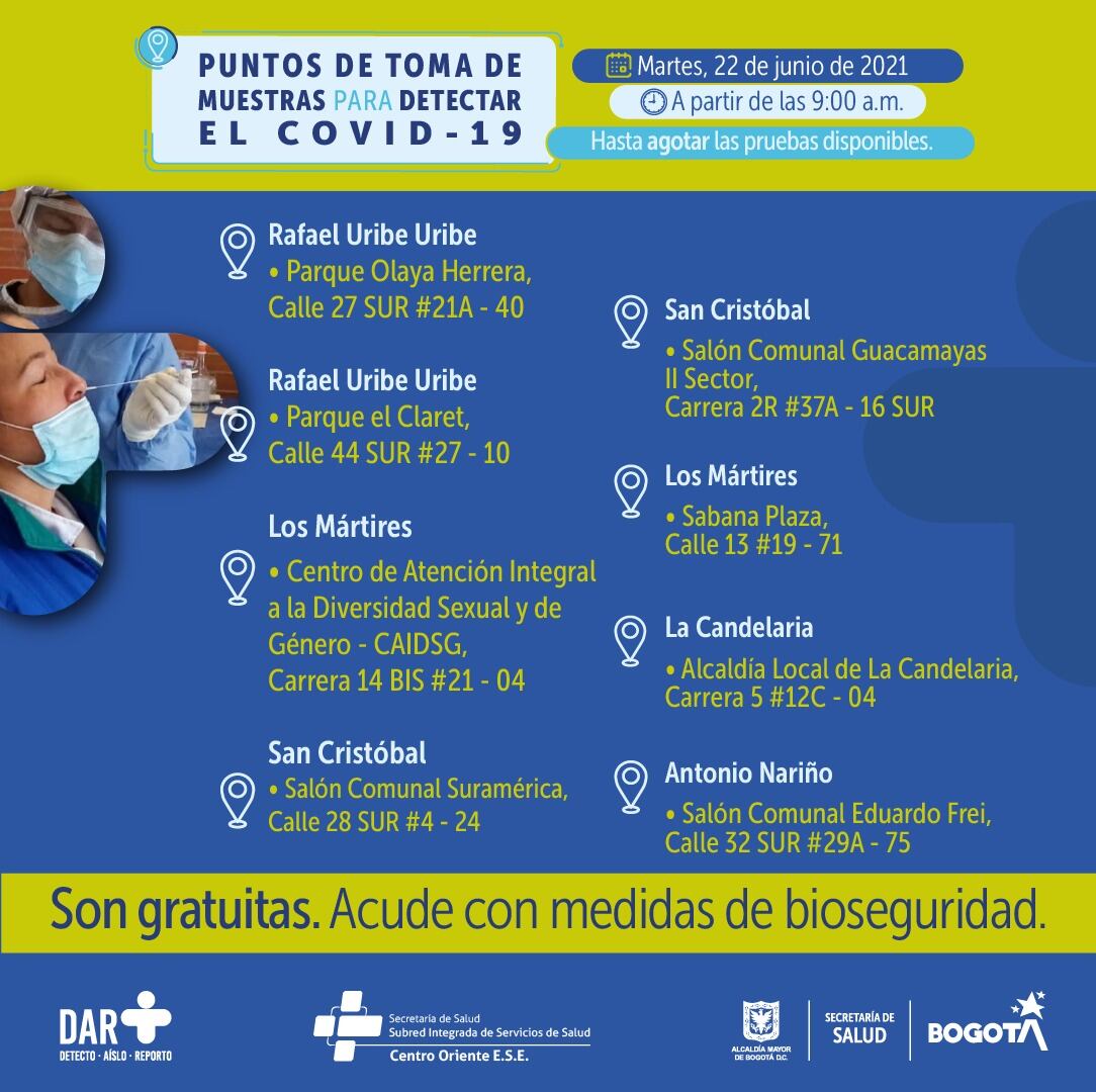 Pruebas covid, Alcaldía de Bogotá