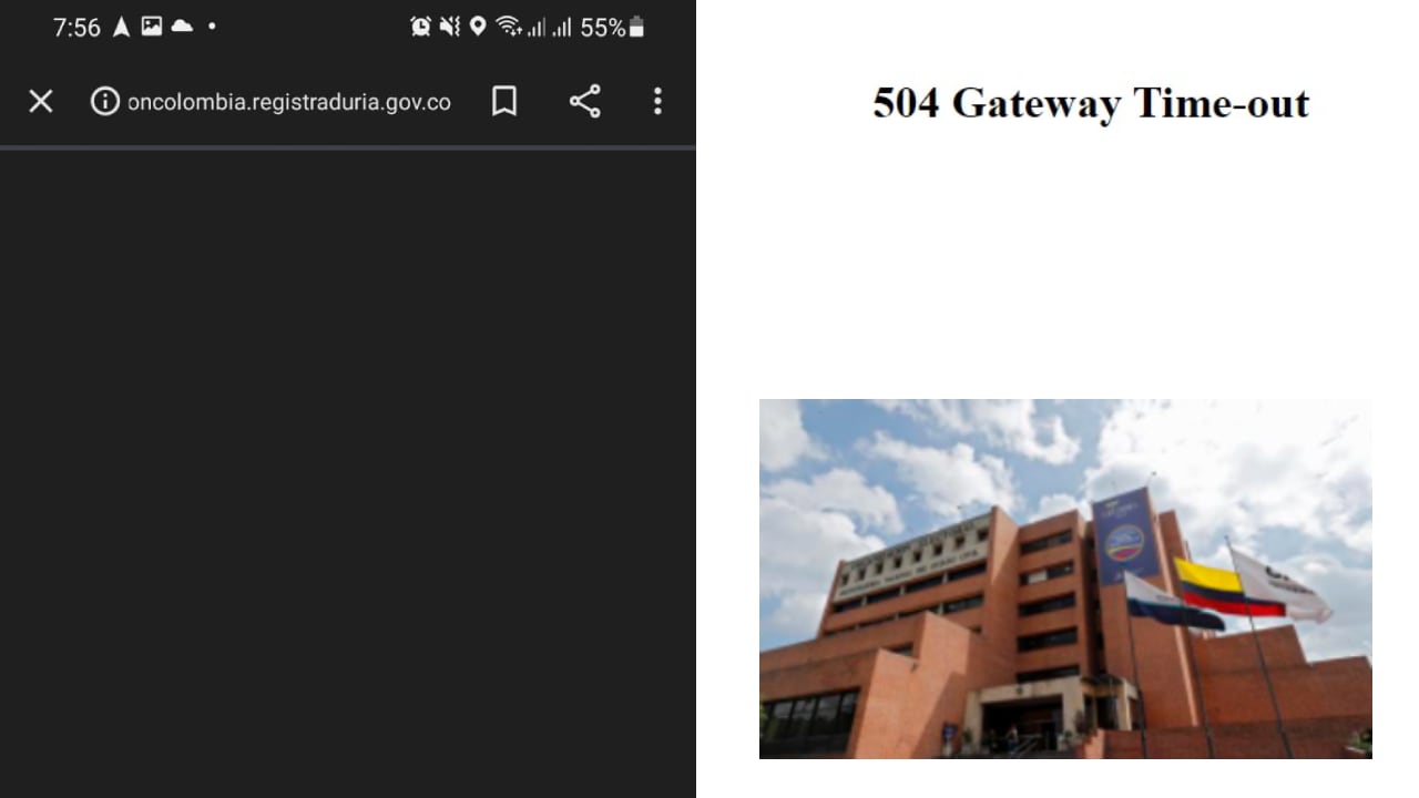 Así se ve la página de la Registraduría