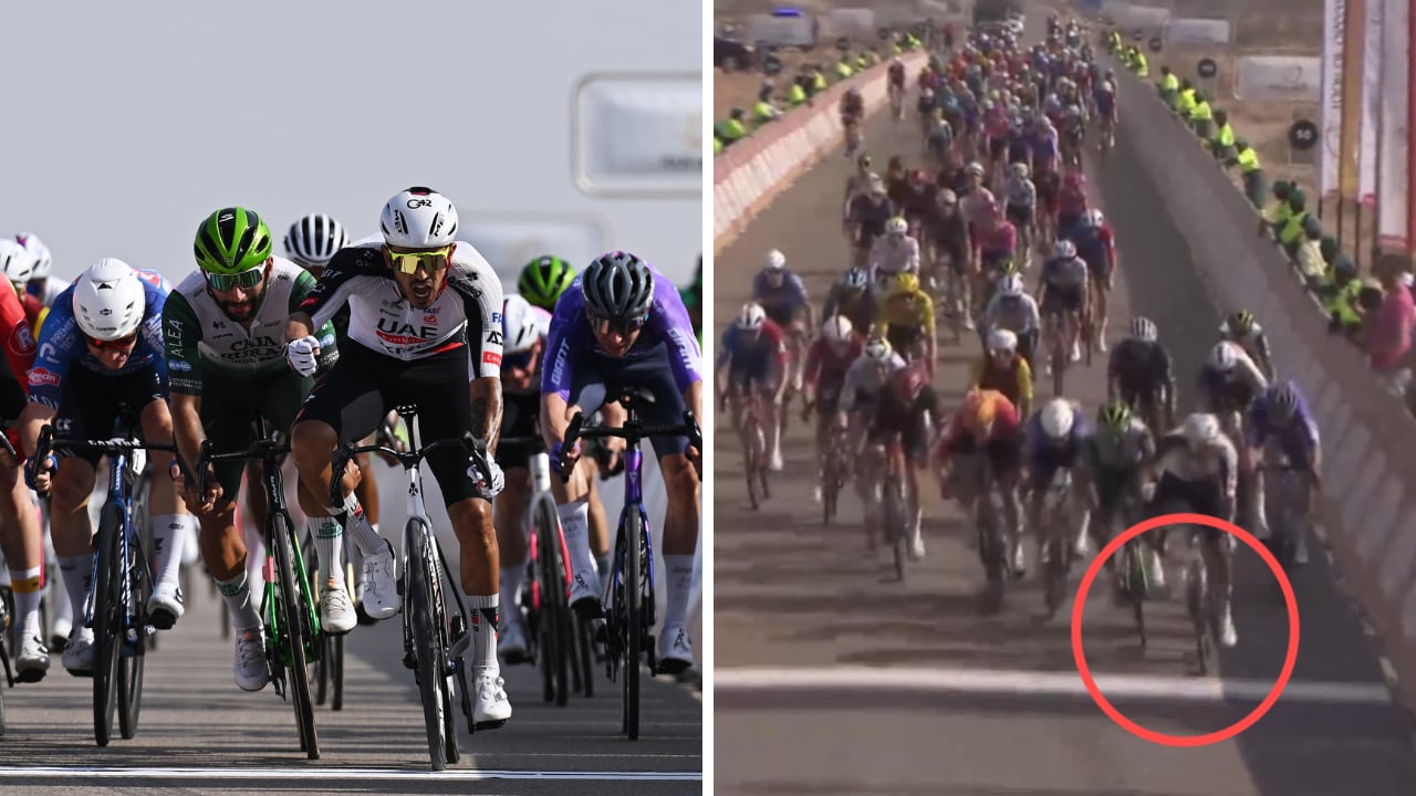 Vibrante definición entre Juan Sebastián Molano y Fernando Gaviria en el Tour de Omán 2026.