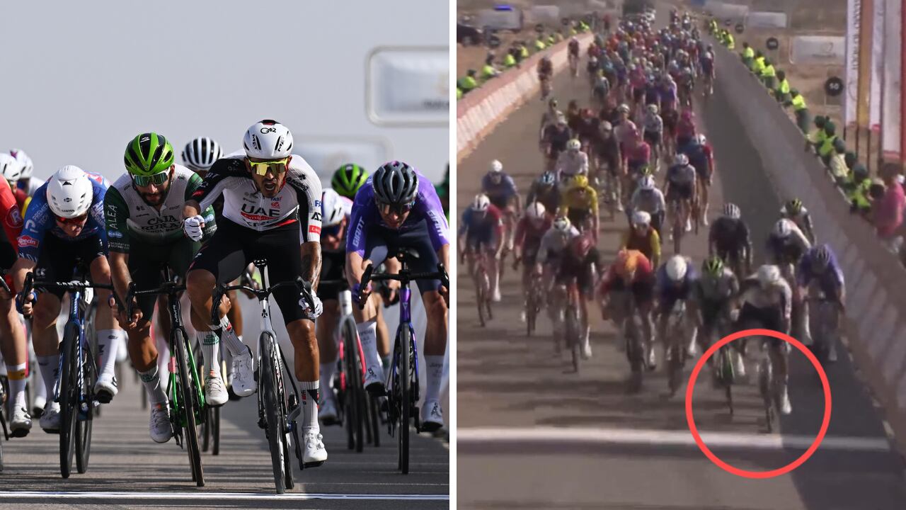 Vibrante definición entre Juan Sebastián Molano y Fernando Gaviria en el Tour de Omán 2026.