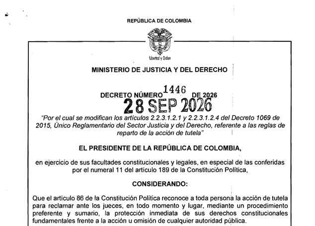 Decreto del Ministerio de Justicia.