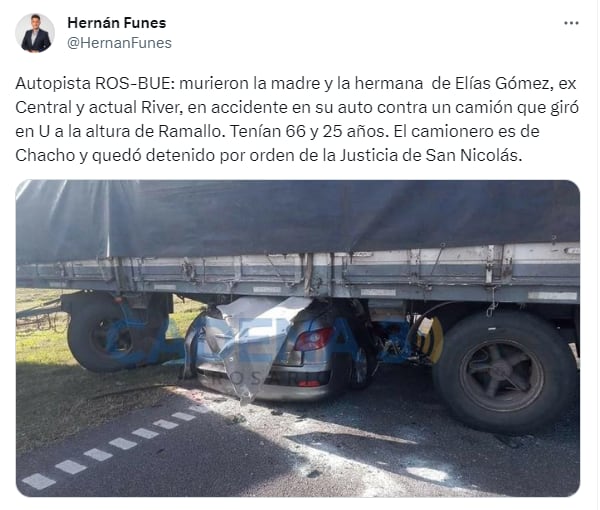 Accidente de la mamá y hermana de Elías Gómez.
