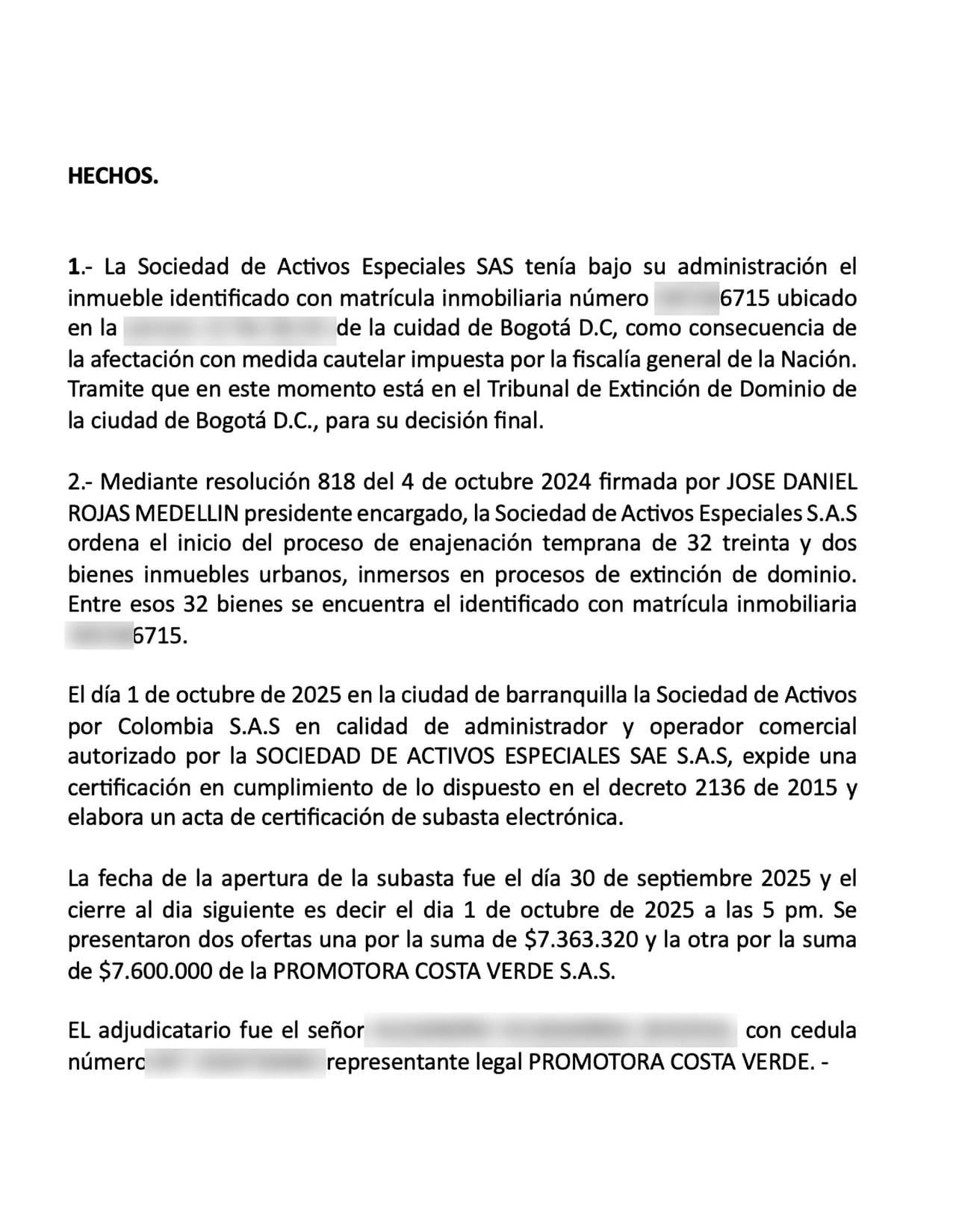 La denuncia solicita que la Fiscalía examine posibles conductas relacionadas con interés indebido en la celebración de contratos y contrato sin cumplimiento de requisitos legales, entre otras hipótesis.