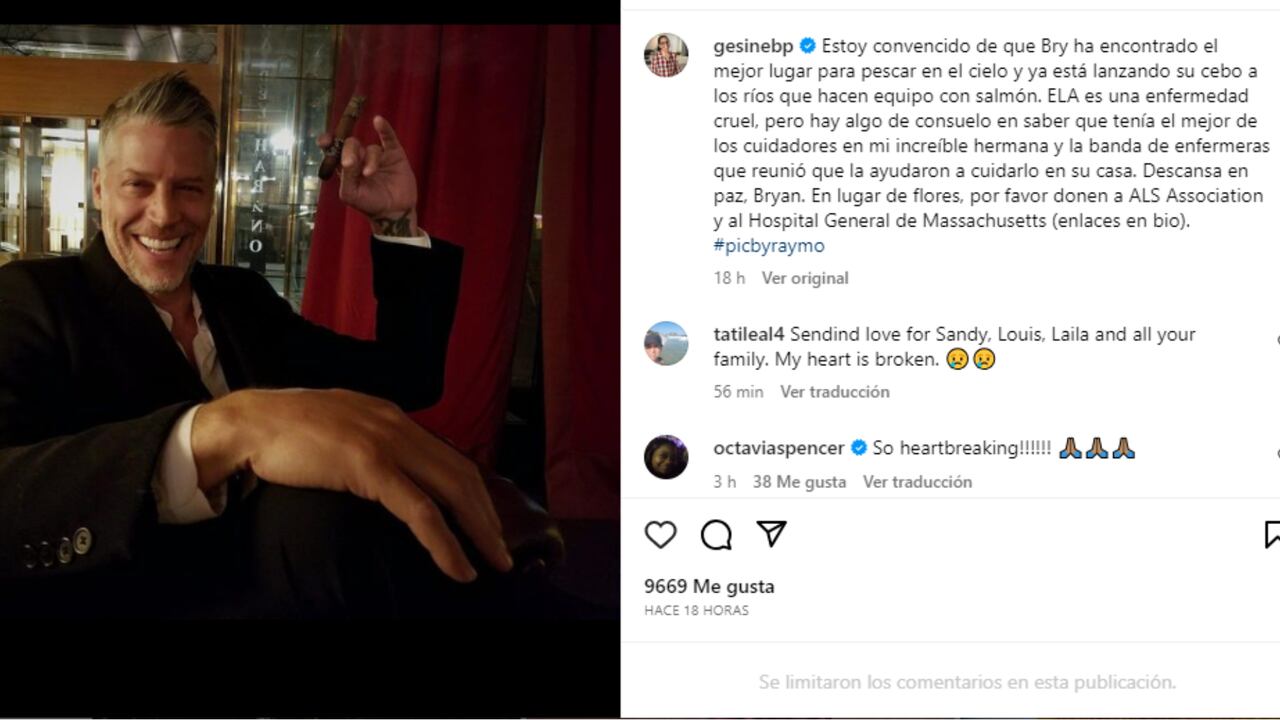 Mensaje de la hermana de Sandra Bullock, lamentando el fallecimiento de Bryan Randall.