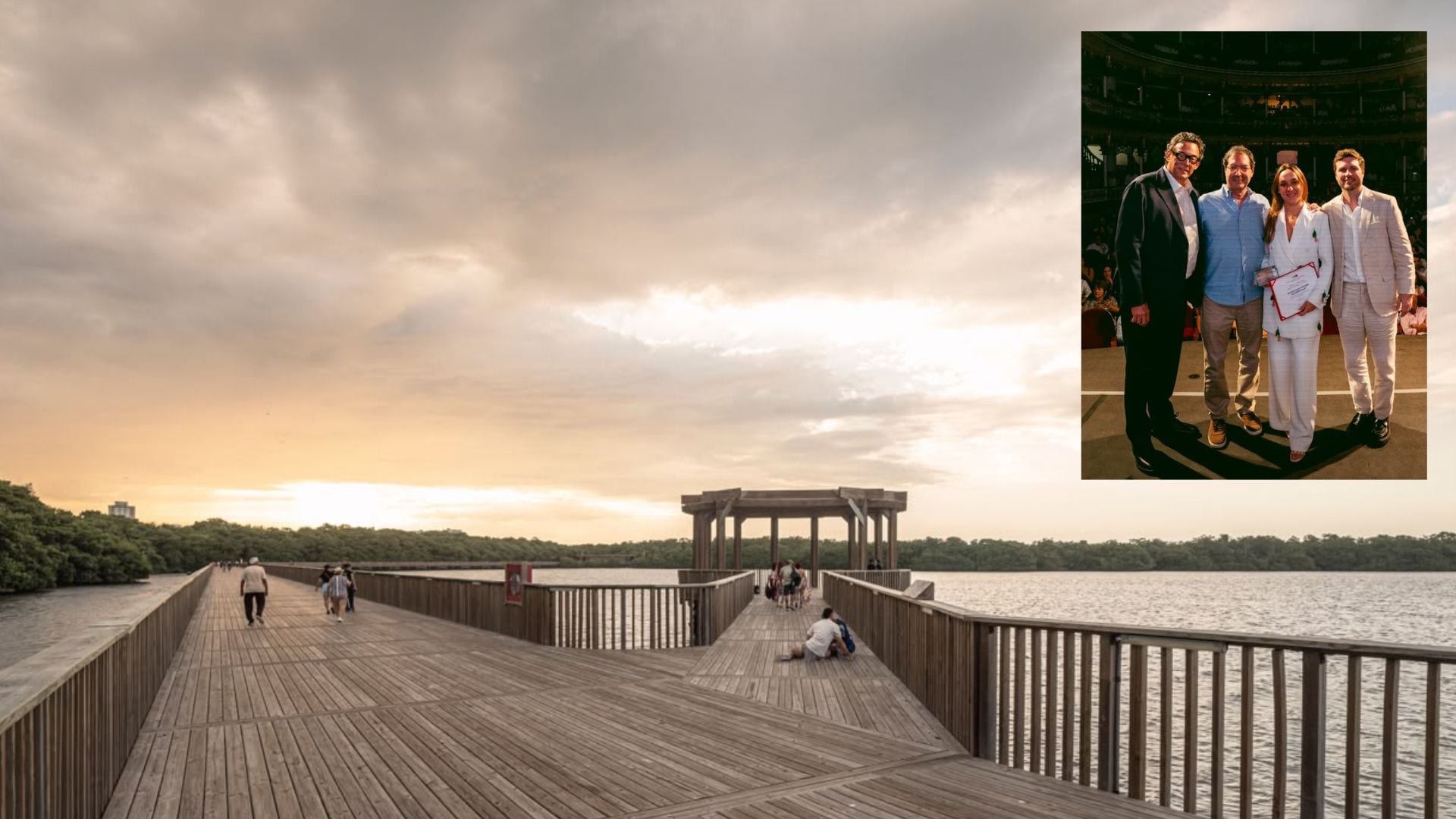 Imagen del El Ecoparque de la Ciénaga de Mallorquín y el equipo de arquitectos a cargo de la transformación