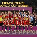 Selección de España celebrando la obtención del título en el Mundial Femenino 2023.