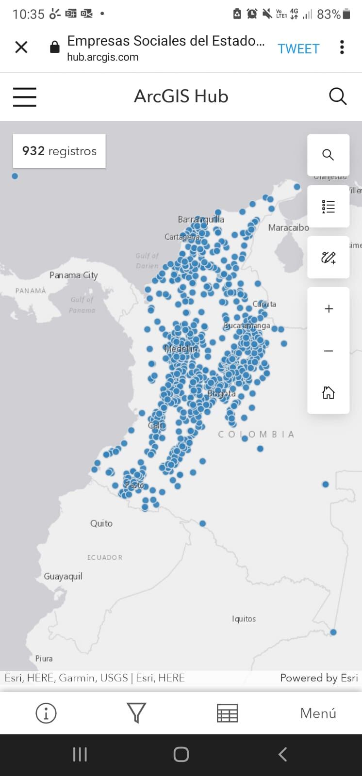 Cobertura de las empresas sociales del Estado en Colombia.
