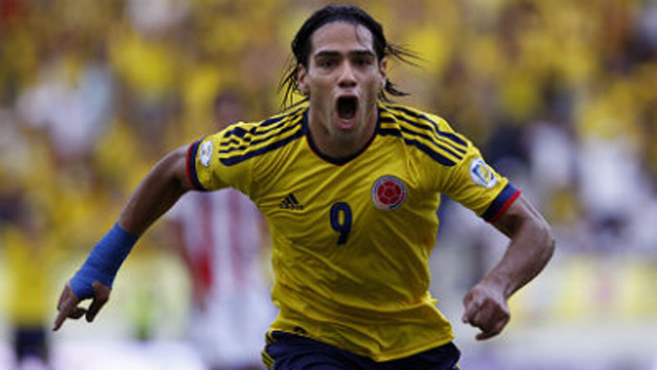 El goleador colombiano durante el partido frente a Paraguay por la fecha 9 de las eliminatorias suramericanas.