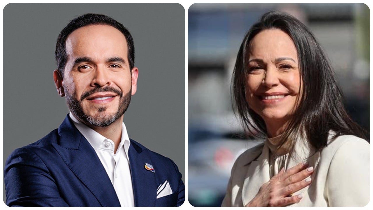 El presidente de Colombia, Abelardo De La Espriella, y la líder opositora venezolana María Corina Machado.