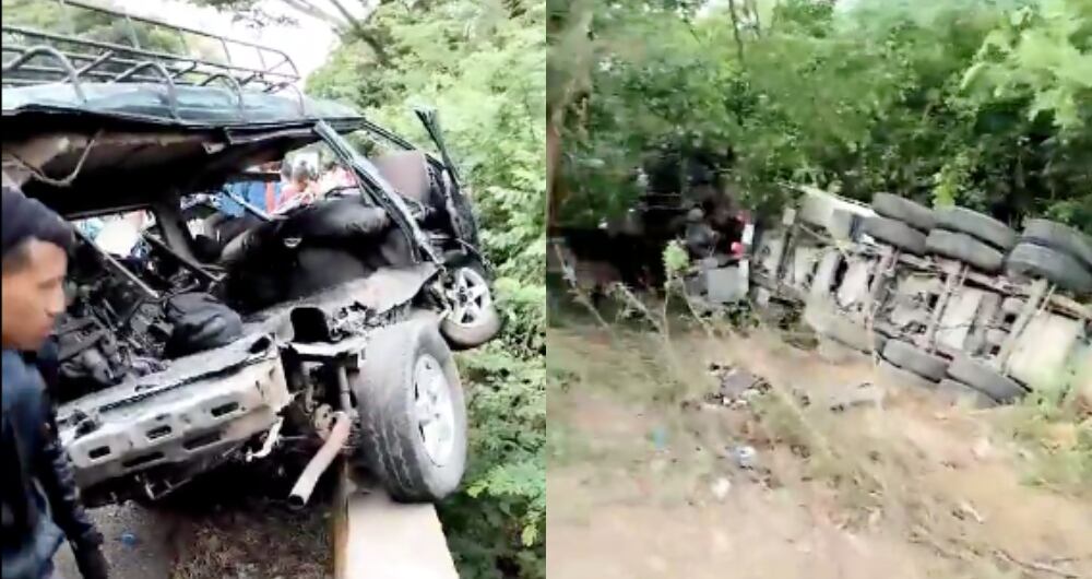 Imágenes del accidente en La Guajira este martes 18 de julio.