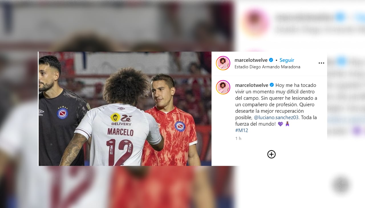 Mensaje de Marcelo tras lesionar a Luciano Sánchez