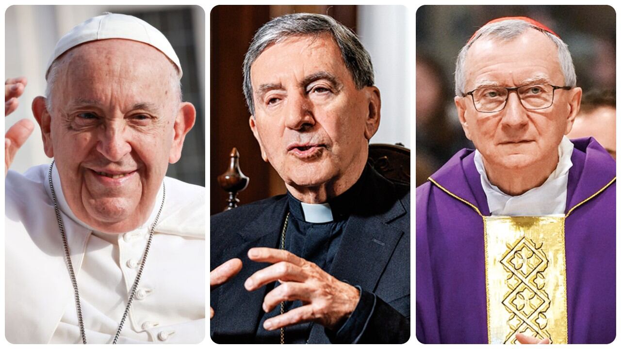 El Papa Francisco, el cardenal Rubén Salazar y el italiano Pietro Parolin.