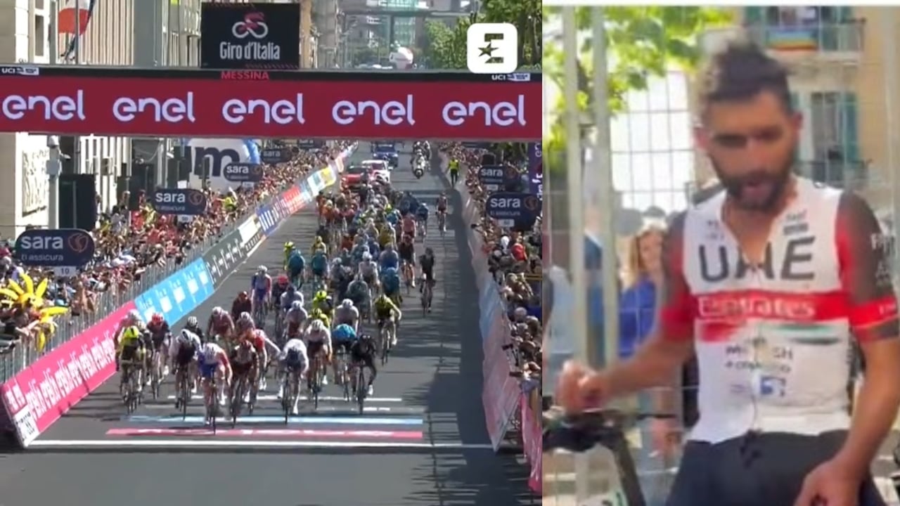 El colombiano fue segundo en la quinta etapa del Giro de Italia. Demare fue el ganador y el antioqueño no ocultó su enojo.