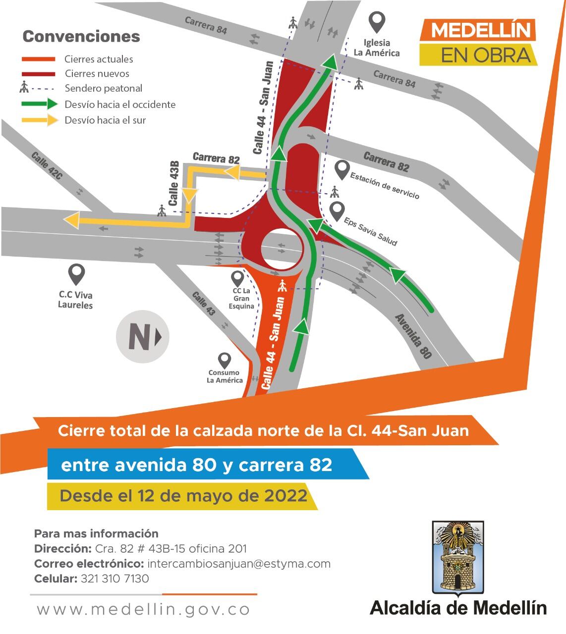 Habrá cierre total de la calzada norte de San Juan, Medellín