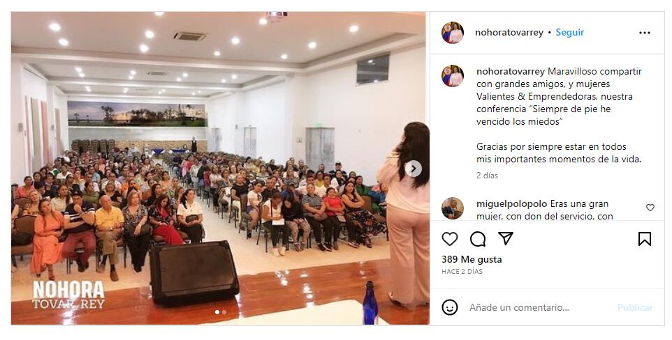 Última publicación en Instagram de la exsenadora