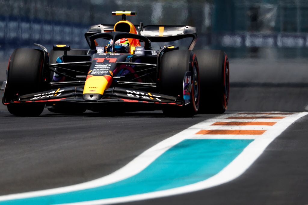 MIAMI, FLORIDA - MAY 06: Sergio Perez of Mexico driving the (11) Oracle Red Bull Racing RB19 on track during final practice ahead of the F1 Grand Prix of Miami at Miami International Autodrome on May 06, 2023 in Miami, Florida. (Photo by Chris Graythen/Getty Images)