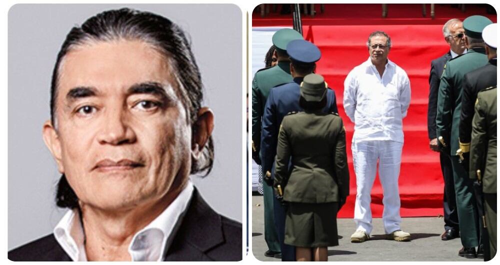 Gustavo Bolívar y Gustavo Petro durante el desfile del 20 de julio.