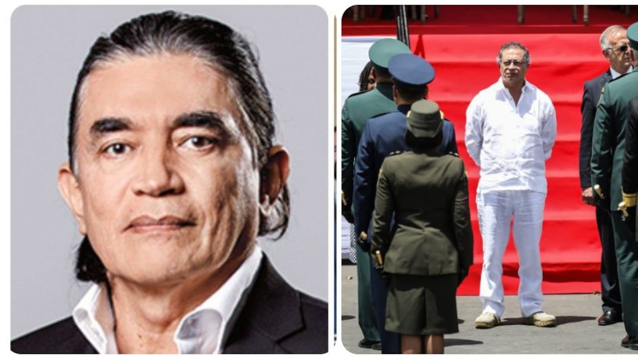 Gustavo Bolívar y Gustavo Petro durante el desfile del 20 de julio.