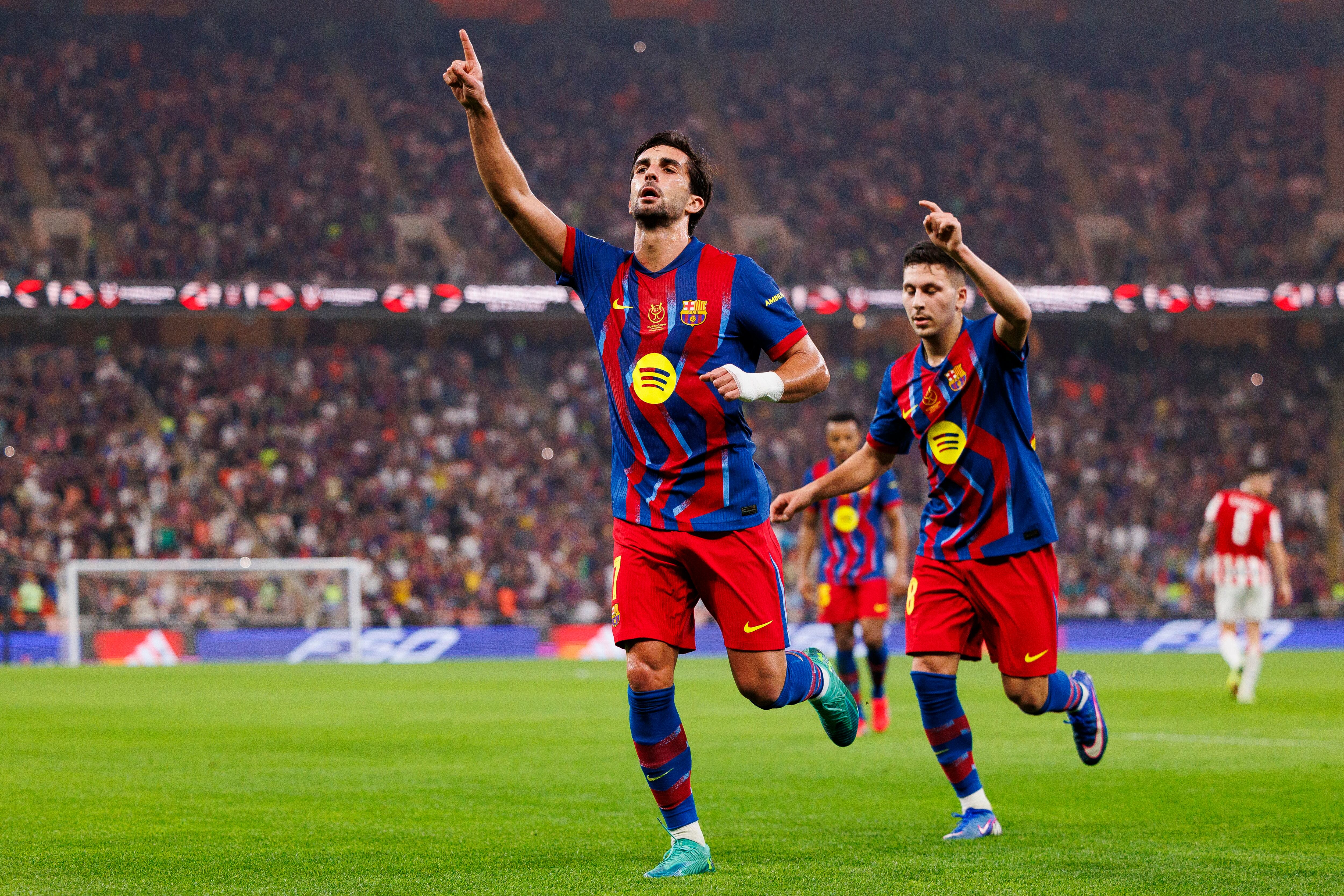 Ferran Torres celebra el gol contra el Bilbao.