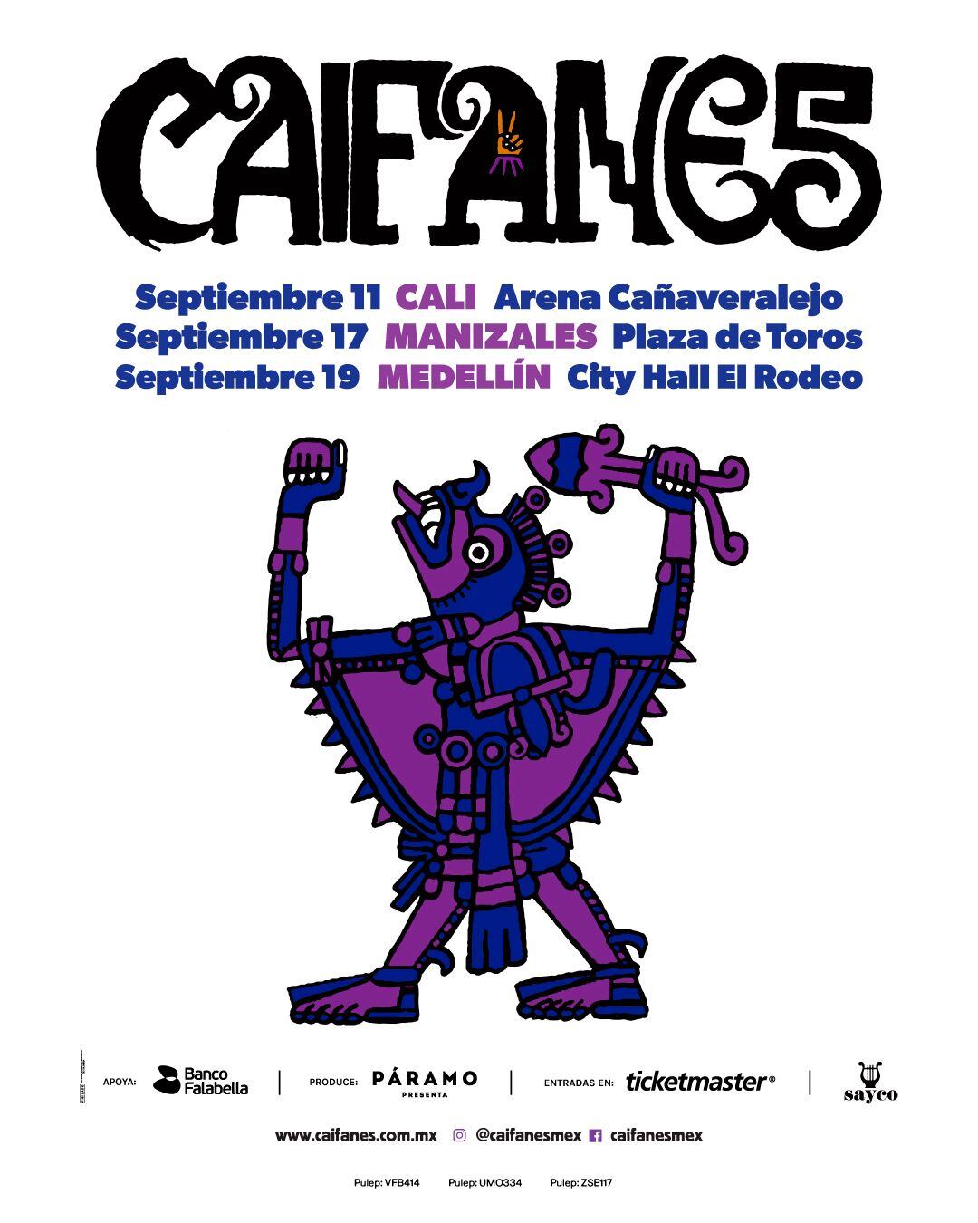 Caifanes se toma Colombia en 2026. El 11 de septiembre toca en Cali, el 17 en Manizales y el 19 en Medellín.