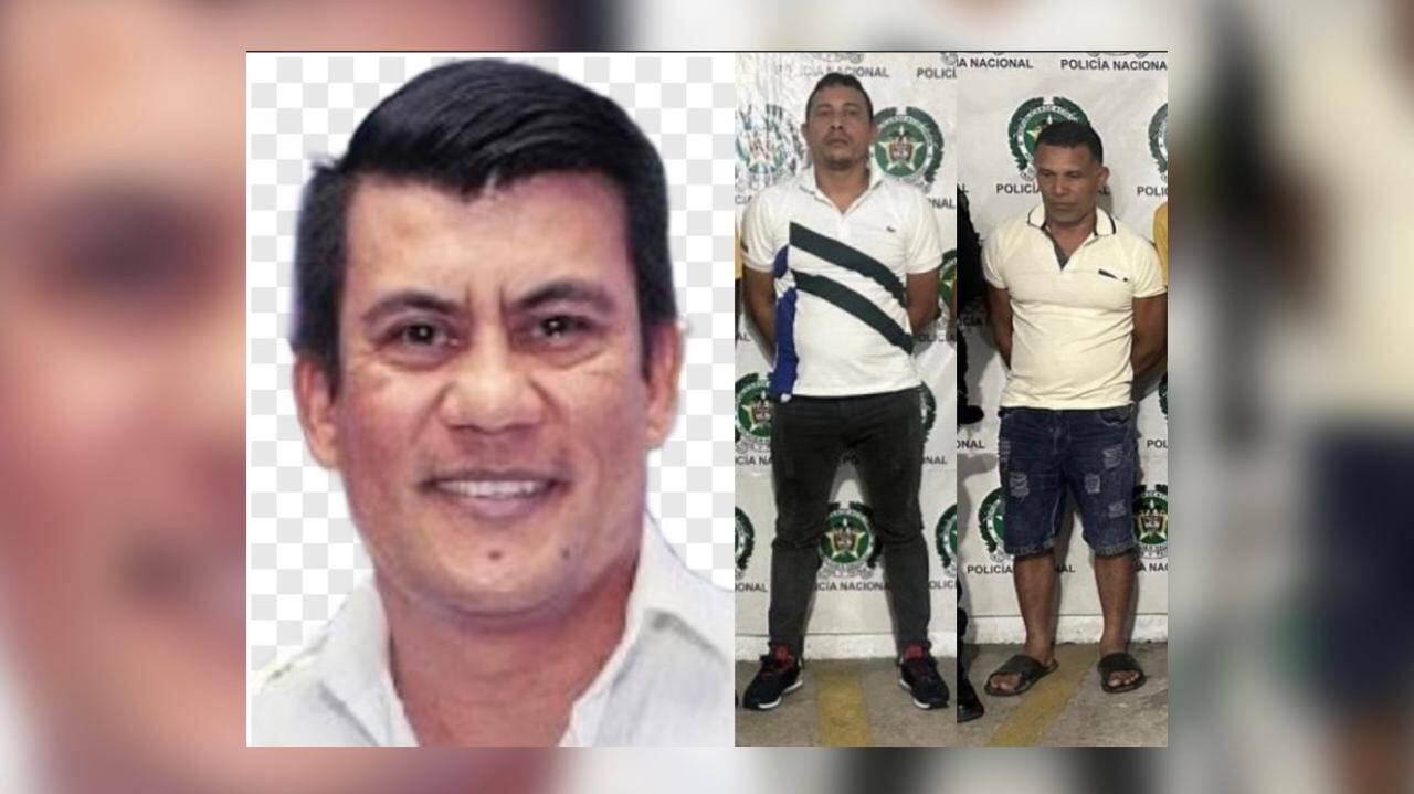 Juez Ángel Monroy y los dos presuntos integrantes del Clan del Golfo.