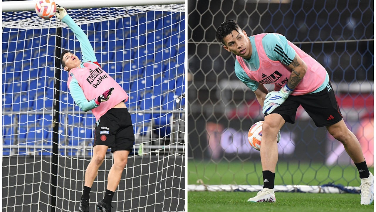 James Rodríguez y Matheus Uribe atajando en un entrenamiento de la Selección Colombia previo a los partidos ante Corea del Sur y Japón.