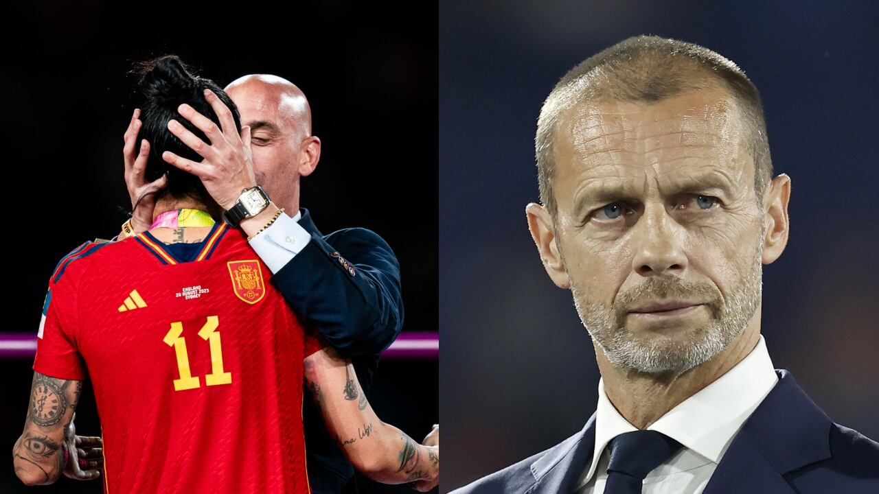 Luis Rubiales besando a Jenni Hermoso | Aleksander Ceferin, presidente de la UEFA